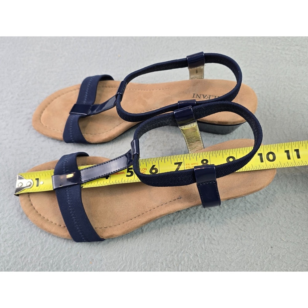 Alfani Size 10 Navy Blue T-Strap Wedge Sandals Comfort Slip-On Stretch Slingback - Picture 5 of 8